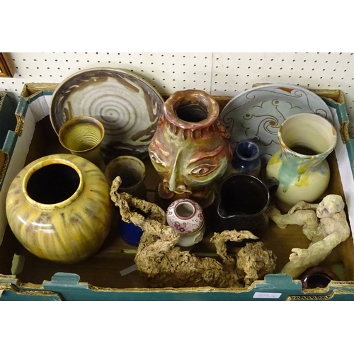 29 - Two boxes of studio ware and art pottery etc.