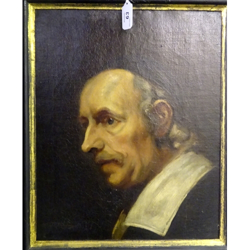 63 - Portrait of a cleric, Oil on canvas signed and dated to the lower left 'I Kauffman 889' 37cm x 31cm,... 