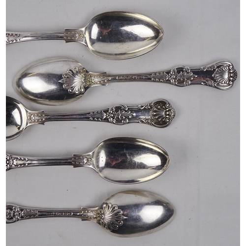 379 - Twelve matching queens pattern silver teaspoons each engraved with a 