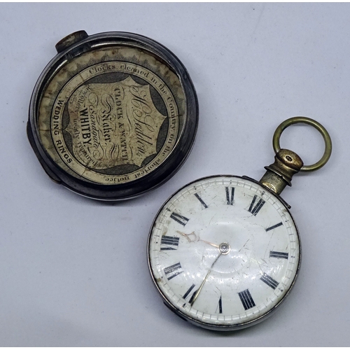 395 - A pocket watch having an unsigned verge fusee movement in silver pair cases, Birmingham 1818.  55mm ... 