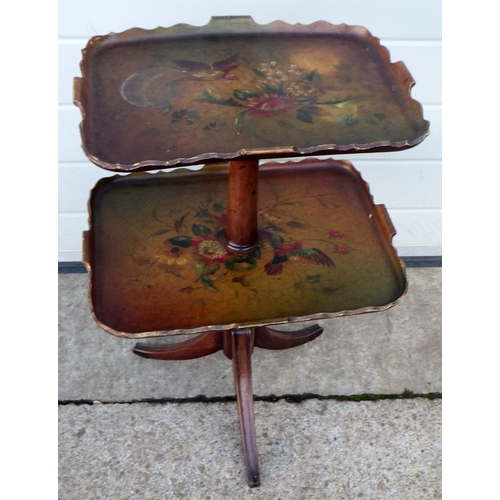 602 - A Marsh Jones & Cribb painted two tier occasional table, 46cm wide, 66cm tall, ring marks to the top