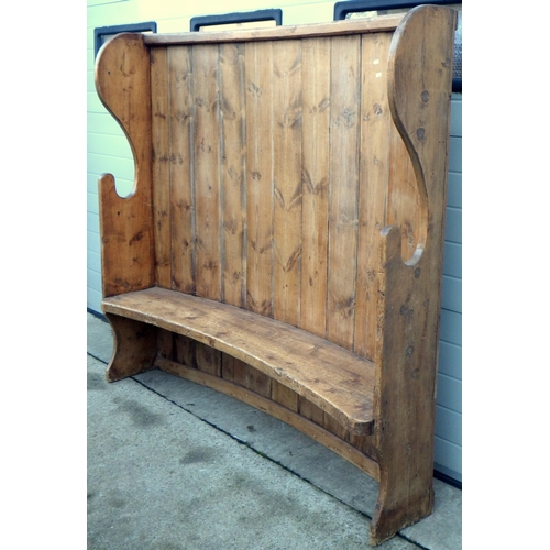 649 - A large pine tavern bench 170cm wide 164cm high