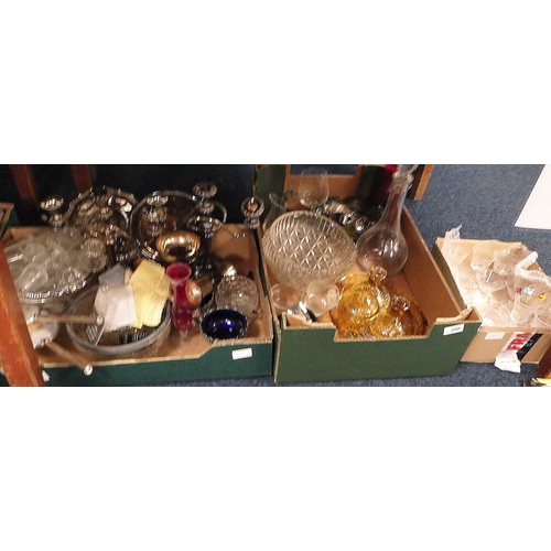 200 - Three boxes misc glass ware to include dressing table set, bowls etc together with a small amount of... 