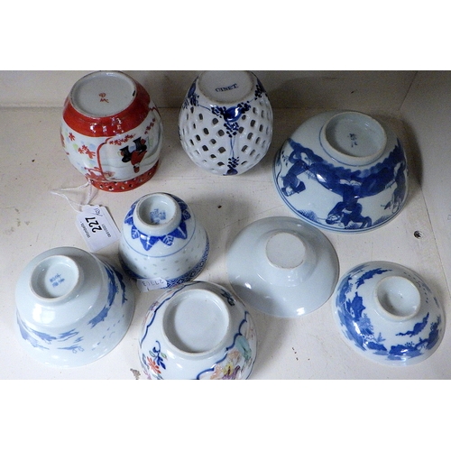 227 - A 19thC Chinese tea bowl together with other Oriental ceramics (qty).