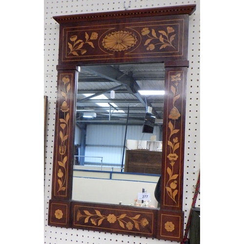 277 - A 19thC mahogany inlaid mirror 44cm x 70cm.