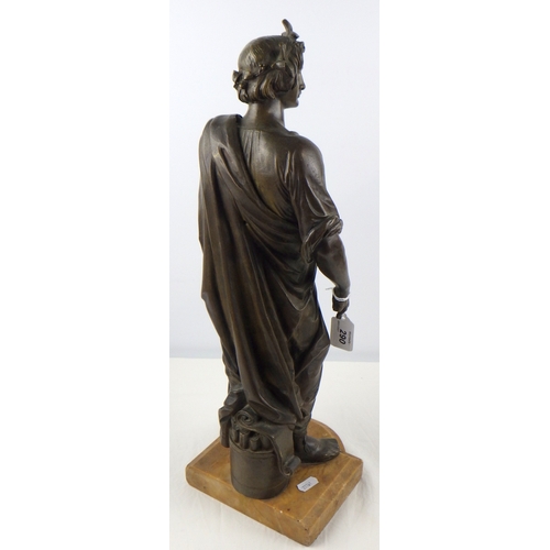 290 - A substantial 19thC bronze figure of Dante 49cm high.