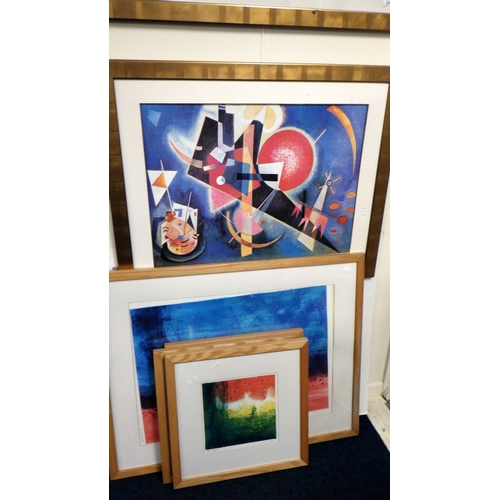 437 - A qty of seven colourful modern prints incl Denise Duplock, Tim Harbridge, Kandinsky etc