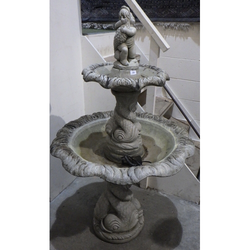 741 - A two tier sectional concrete garden fountain approx 160cm tall 98cm wide