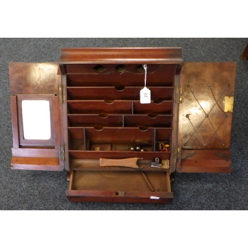 23 - A Victorian burr walnut desk cabinet 34cm wide.