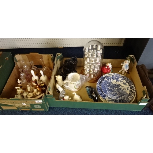 56 - A large quantity of misc to include Two boxes of misc glassware to include decanter, vases etc, a co... 