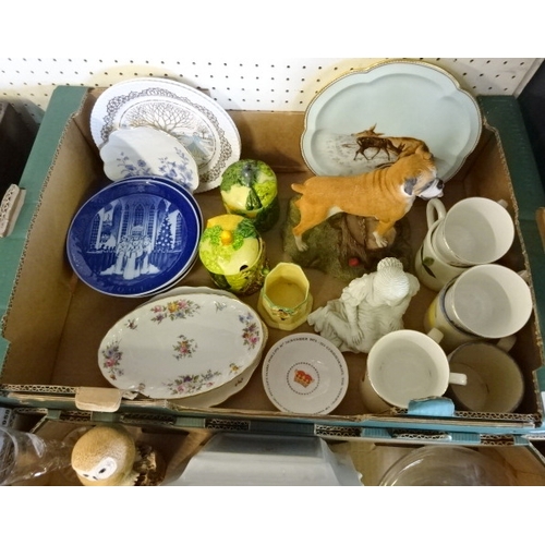 57 - Various misc ceramics and glass etc to include Royal Copenhagen plates, Minton oval plate, resin ani... 