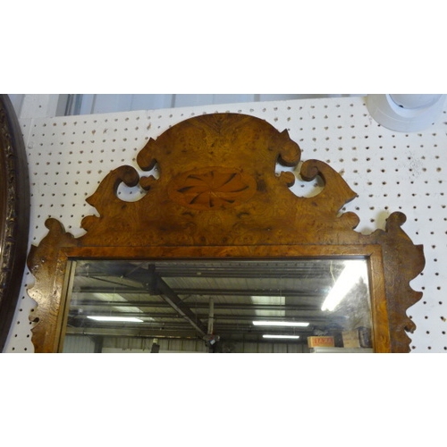 89 - A large reproduction inlaid mirror 104cm long x 56cm wide.