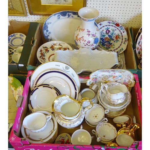 27 - 19th cent and later tablewares and ceramics incl teaware, Staffordshire, Ironstone and Imari pattern... 