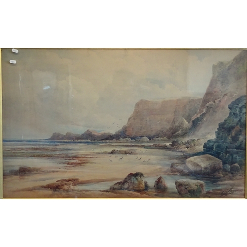 36 - The Yorkshire coast near Whitby, watercolour Frederick William Booty 1908.  97 x 59cm