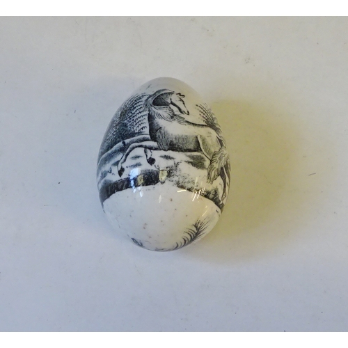 7 - A 19th cent transfer printed egg 