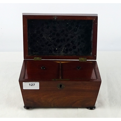 127 - A Victorian mahogany tea caddy.