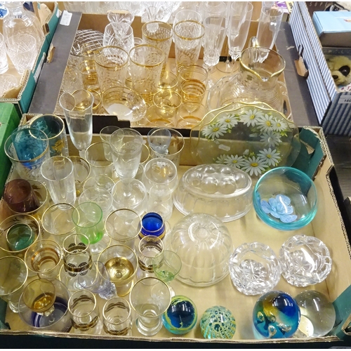 158 - Table glasses incl crystal examples; dump paperweights; glass vases, bowls etc. Some a/f.  (4)