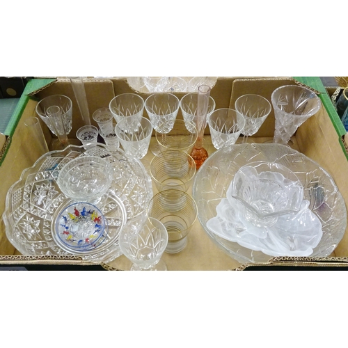 158 - Table glasses incl crystal examples; dump paperweights; glass vases, bowls etc. Some a/f.  (4)