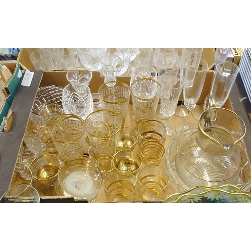 158 - Table glasses incl crystal examples; dump paperweights; glass vases, bowls etc. Some a/f.  (4)