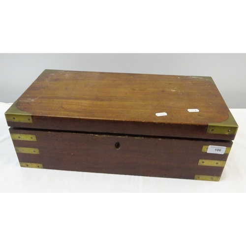 106 - A Victorian mahogany brass bound writing box. 50cm wide