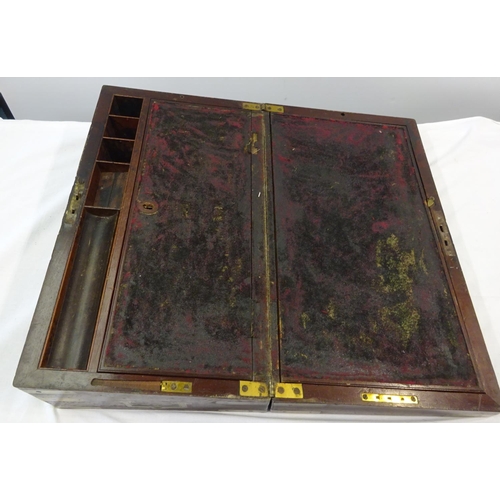 106 - A Victorian mahogany brass bound writing box. 50cm wide