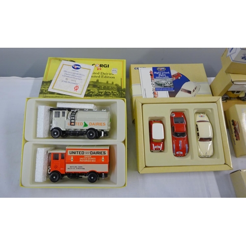 99 - A collection of boxed Corgi vehicles to include Tour De France set, United Dairies etc (7).