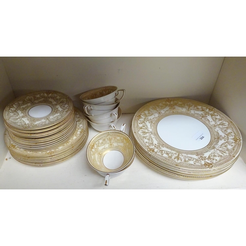 106 - A quantity of Royal Worcester Harewood china consisting of 6 dinner plates, 6 cups, saucers, side pl... 