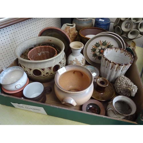 26 - A large quantity of studio art pottery to include two table lamps etc.