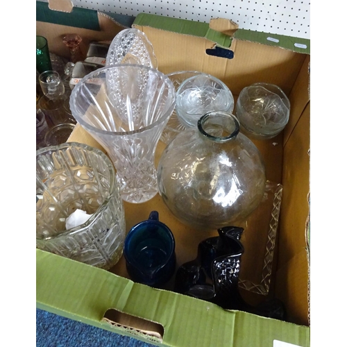 31 - Two boxes of misc glass and ceramics to include commemorative cups, glass vase's etc