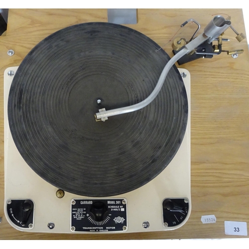 33 - A Garrard model 301 No. 51400/2 turntable.
All electricals sold as seen.