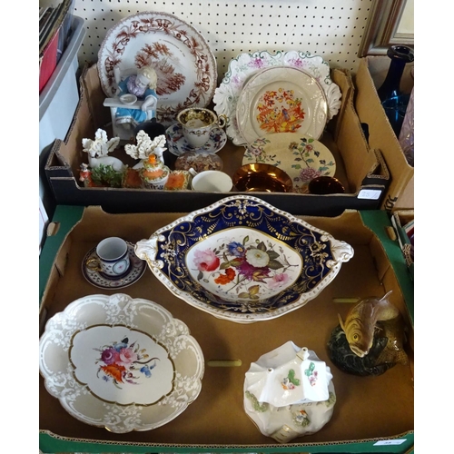 35 - A group of 19thC and later ceramics to include plates, Staffordshire cottages, Beswick Trout etc (2)... 