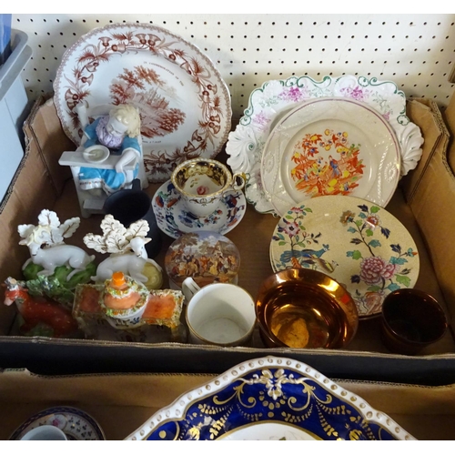 35 - A group of 19thC and later ceramics to include plates, Staffordshire cottages, Beswick Trout etc (2)... 