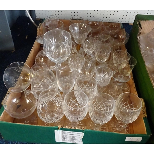 36 - A quantity of glass decanters together with a quantity  various drinking glasses (2)