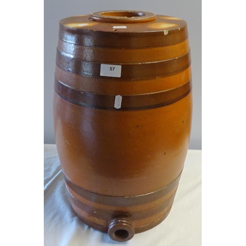 57 - A large London Pottery earthen ware barrel 50cm tall.