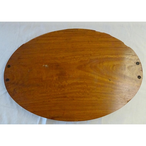 59 - An Edwardian painted oval tray 65 cm wide af.