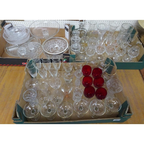 65 - A large quantity of glass ware to include drinking glasses, decanter, vase's, bowls etc (3).