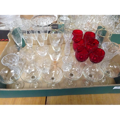 65 - A large quantity of glass ware to include drinking glasses, decanter, vase's, bowls etc (3).