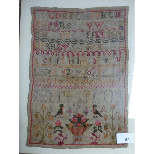 97 - A framed sampler dated 1789 together with a further sampler dated 1818 (2).