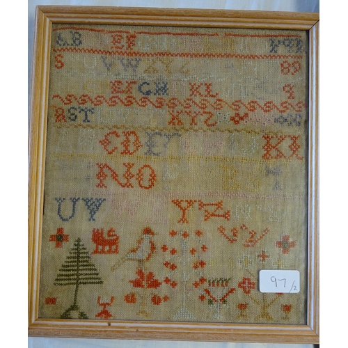 97 - A framed sampler dated 1789 together with a further sampler dated 1818 (2).