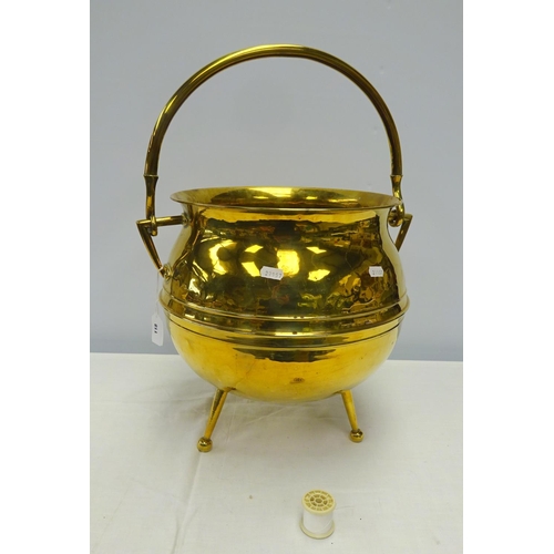 118 - A Brass Arts & Crafts William Souteter, C Dresser style cauldron 40 x 35cm high.