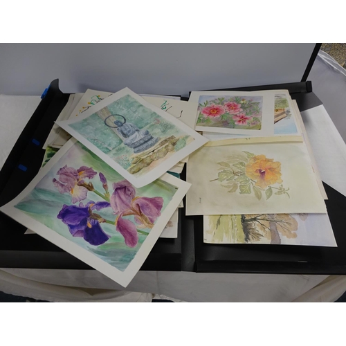 156 - A large quantity of pictures to include a folio of unframed mainly watercolours signed JS (qty).