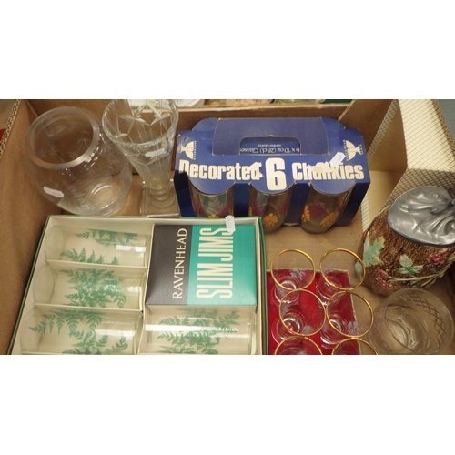 182 - A quantity pf various ceramics and glass to include Radford commemorative cups, Chinese vase af, dri... 