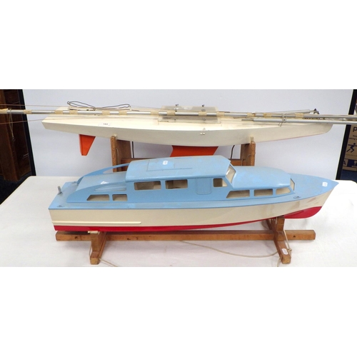 183 - Two scratch built model boats 94 & 78 cm long.