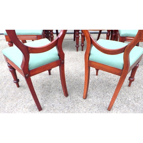 508 - Two sets of four Victorian mahogany balloon back chairs (one set bolt back)