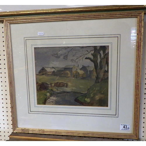 43 - Leonard O Bussey: Mand's (?) Farm, Wigton, watercolour landscape, 29 x 23cm presented in a mount and... 