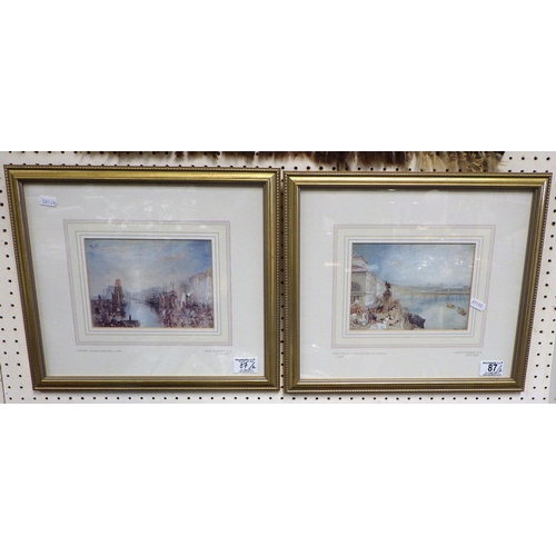 87 - After JMW Turner: two modern framed prints together with two small prints (4).