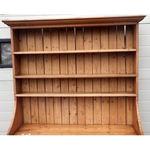 605 - A Pine cupboard dresser 138cm wide x 189cm high