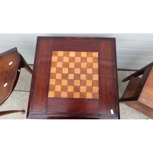 643 - A demi-lune hall table together with two occasional tables (3)