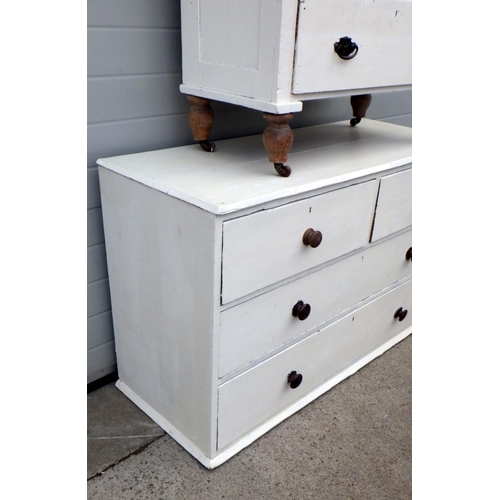 650 - Two later painted Victorian chest's of drawers, one with feet off (3)