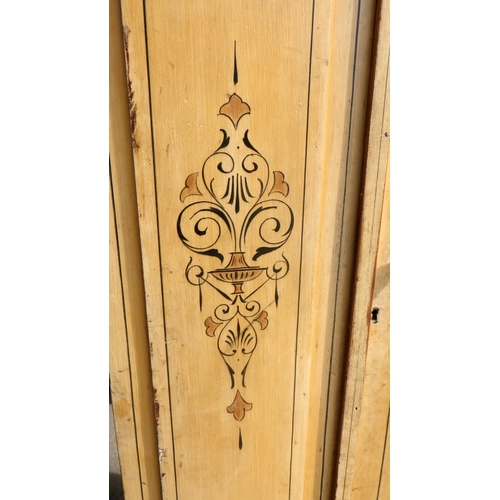 759 - A Victorian painted pine single door wardrobe, beading loose together with a towel rail (2)